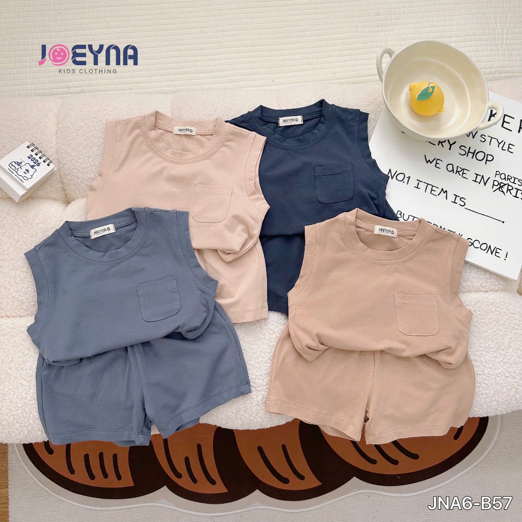Set bộ ba lỗ Joeyna B57 ba lỗ trơn túi cho bé 8-24kg