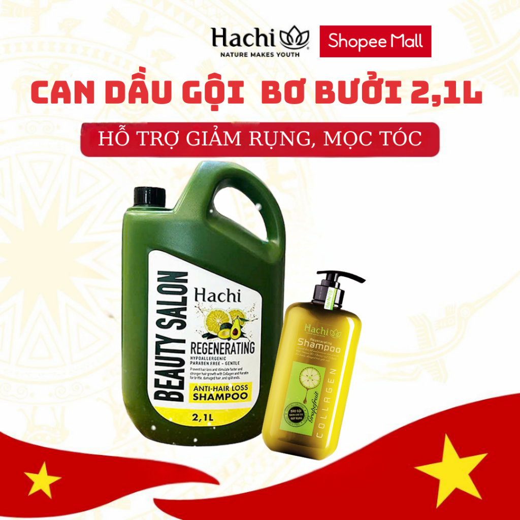 Can Dầu gội 2.1L kèm chai xả 350ml chiết xuất bơ bưởi Hachi Regenerating hỗ trợ giảm rụng, mọc tóc | BigBuy360 - bigbuy360.vn