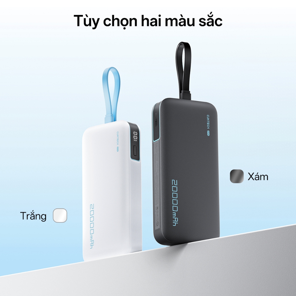【Được chứng nhận CCC】CUKTECH Pin Dự Phòng 20000mAh Sạc Nhanh 40W – Tích Hợp Dây, Hỗ Trợ iP 38W / Xiaomi 33W —— CP24 Powe | BigBuy360 - bigbuy360.vn