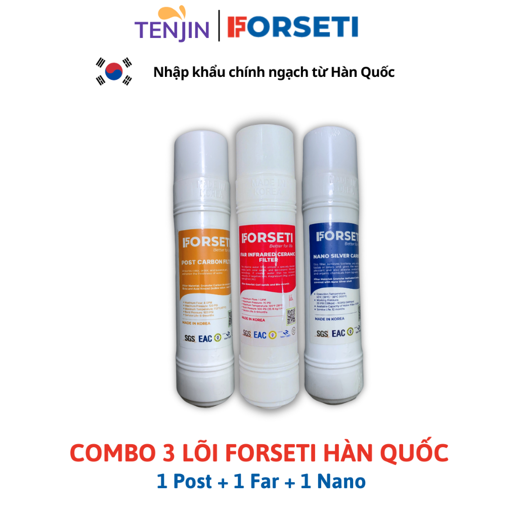 Combo 8 Lõi Lọc FORSETI Gồm 2 Sediment + 2 Pre Carbon + 1 RO + 1 Post Carbon + 1 Infrared + 1 Nano Model WPK-888