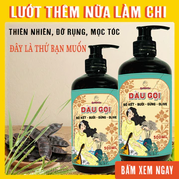 Dầu gội sạch gàu, dầu gội mọc tóc Spa Quê Một Cục, chiết xuất thảo dược, hà thủ ô, bồ kết 500ml