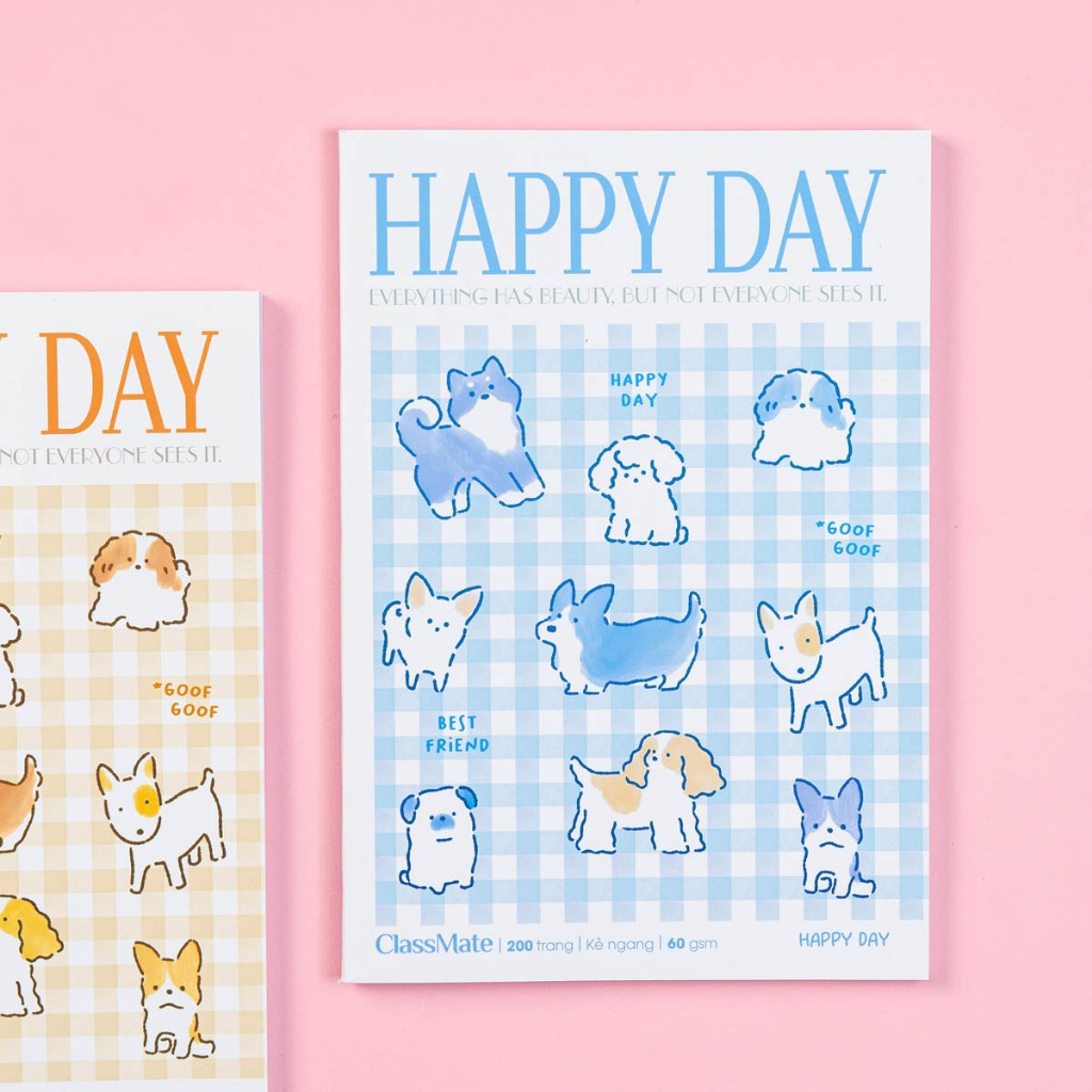 Vở Kẻ Ngang 200 Trang Classmate Quyển Vở B5, 60gsm Bìa Happy Day Chống Nước Tập Sinh Viên Ghi Chép NB5-20-0332