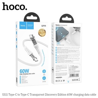 Cáp sạc nhanh Hoco U111 TypeC to TypeC 60W, Thiết kế trong suốt, dài 1.2M