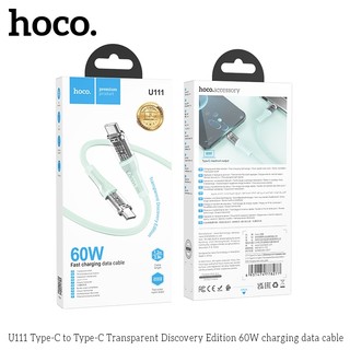 Cáp sạc nhanh Hoco U111 TypeC to TypeC 60W, Thiết kế trong suốt, dài 1.2M