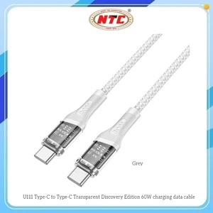 Cáp sạc nhanh Hoco U111 TypeC to TypeC 60W, Thiết kế trong suốt, dài 1.2M