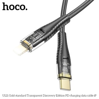 Cáp sạc nhanh Hoco U121 TypeC to LaiNing 27W, Thiết kế trong suốt, dài 1.2M, Có đèn báo sạc (Đen) - Phụ Kiện Nhất Tín