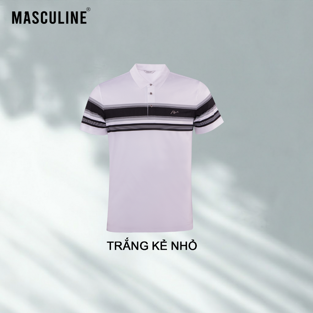 Áo polo nam MASCULINE APL616 - Cổ bẻ phối sọc ngang ngực phom regular fit thành phần sợi tơ tằm mềm mịn