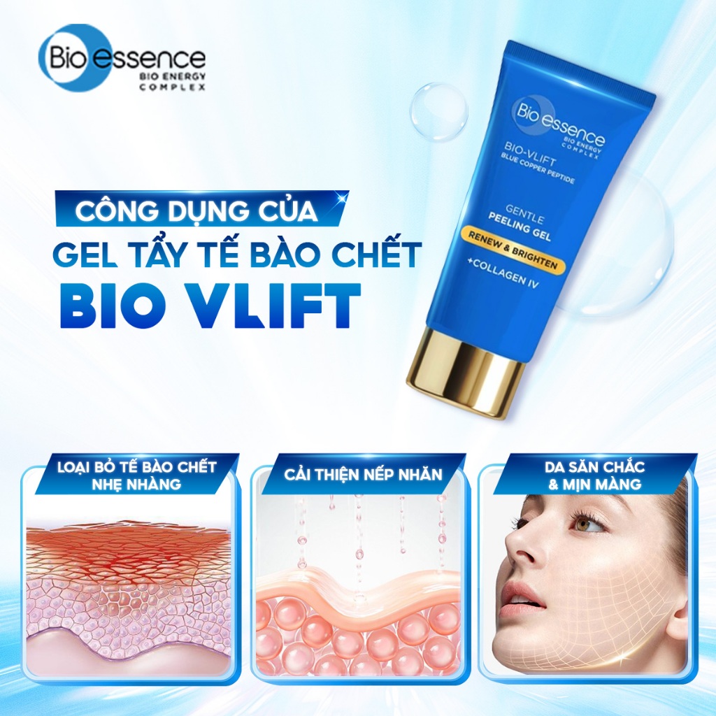 Gel tẩy tế bào chết Peel Da dưỡng da tươi trẻ Bio-Essence Bio-Vlift 60G