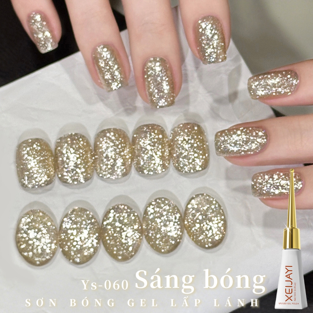 XEIJAYI 10ml- Sơn móng tay dạng gel ánh nhũ vàng sâm panh, thích hợp cho các salon và các dự án DIY.