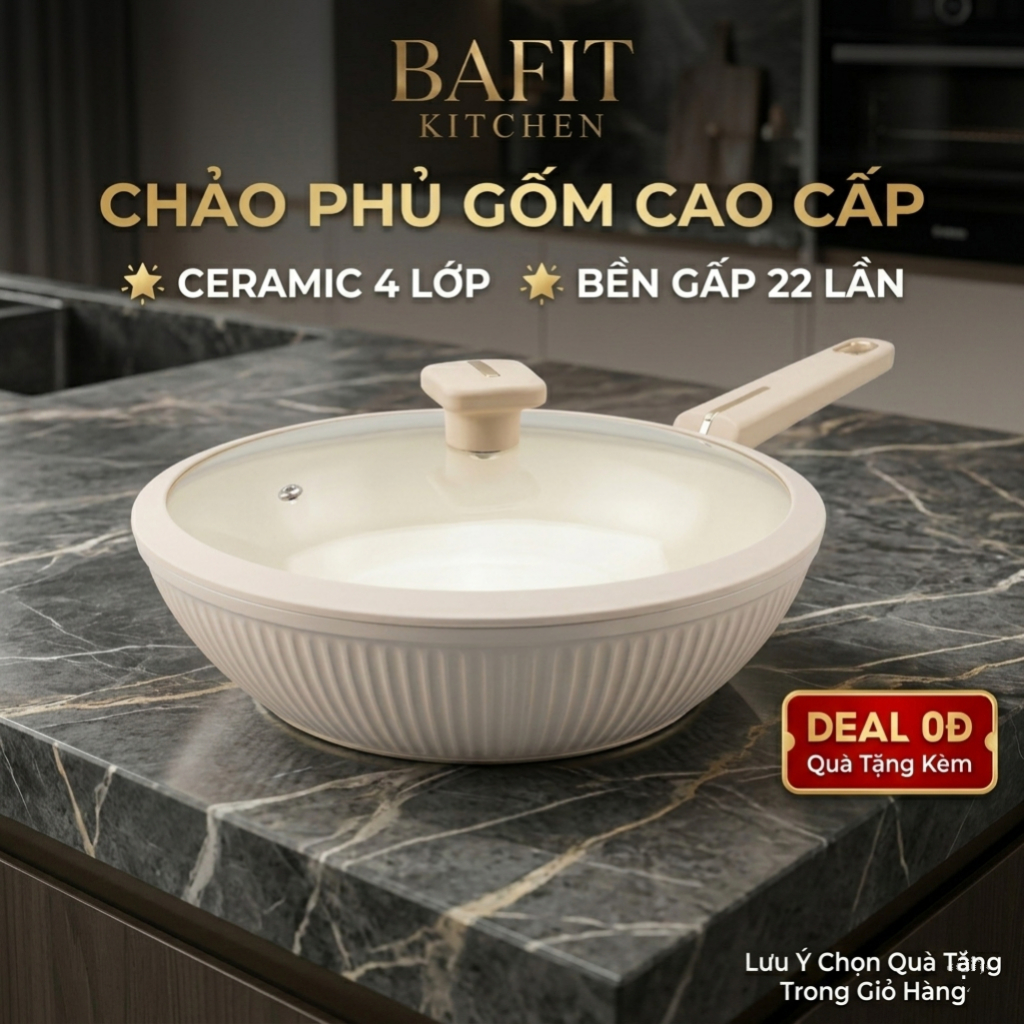 Chảo Phủ Gốm Cao Cấp CL003 Ultra Premium Chảo Chống Dính Ceramic 4 Lớp Chuẩn Châu Âu Sâu Lòng