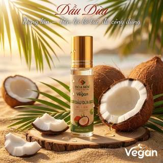 Dầu dừa nguyên chất ép lạnh -  Hoa Nén - Dưỡng môi, da, tóc - Dạng bi lăn 10ml
