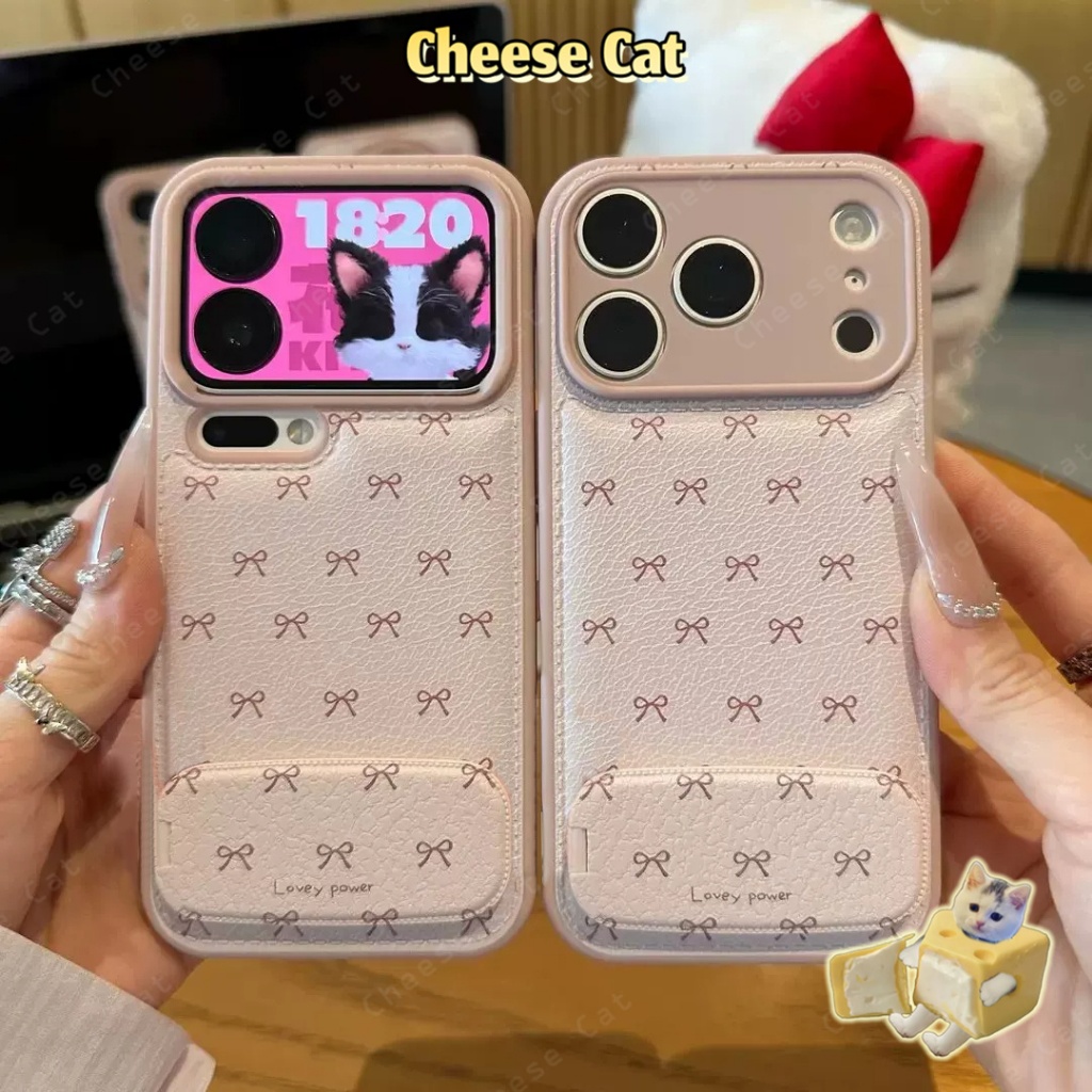 Ốp lưng iPhone da nơ đơn giản cho iPhone 17 16 15 14 13 12 11 Pro Max 7 Plus Xs Max XR Vỏ có giá đỡ điện thoại