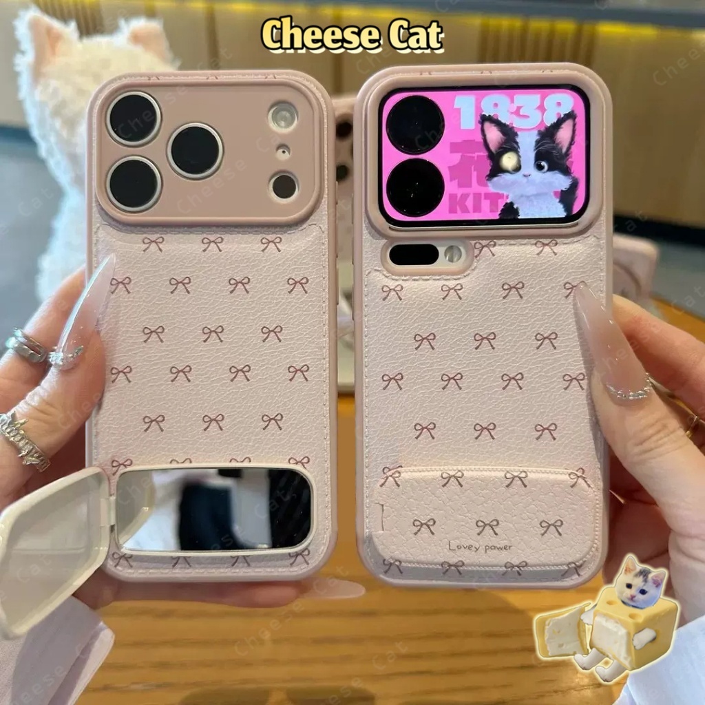 Ốp lưng iPhone da nơ đơn giản cho iPhone 17 16 15 14 13 12 11 Pro Max 7 Plus Xs Max XR Vỏ có giá đỡ điện thoại