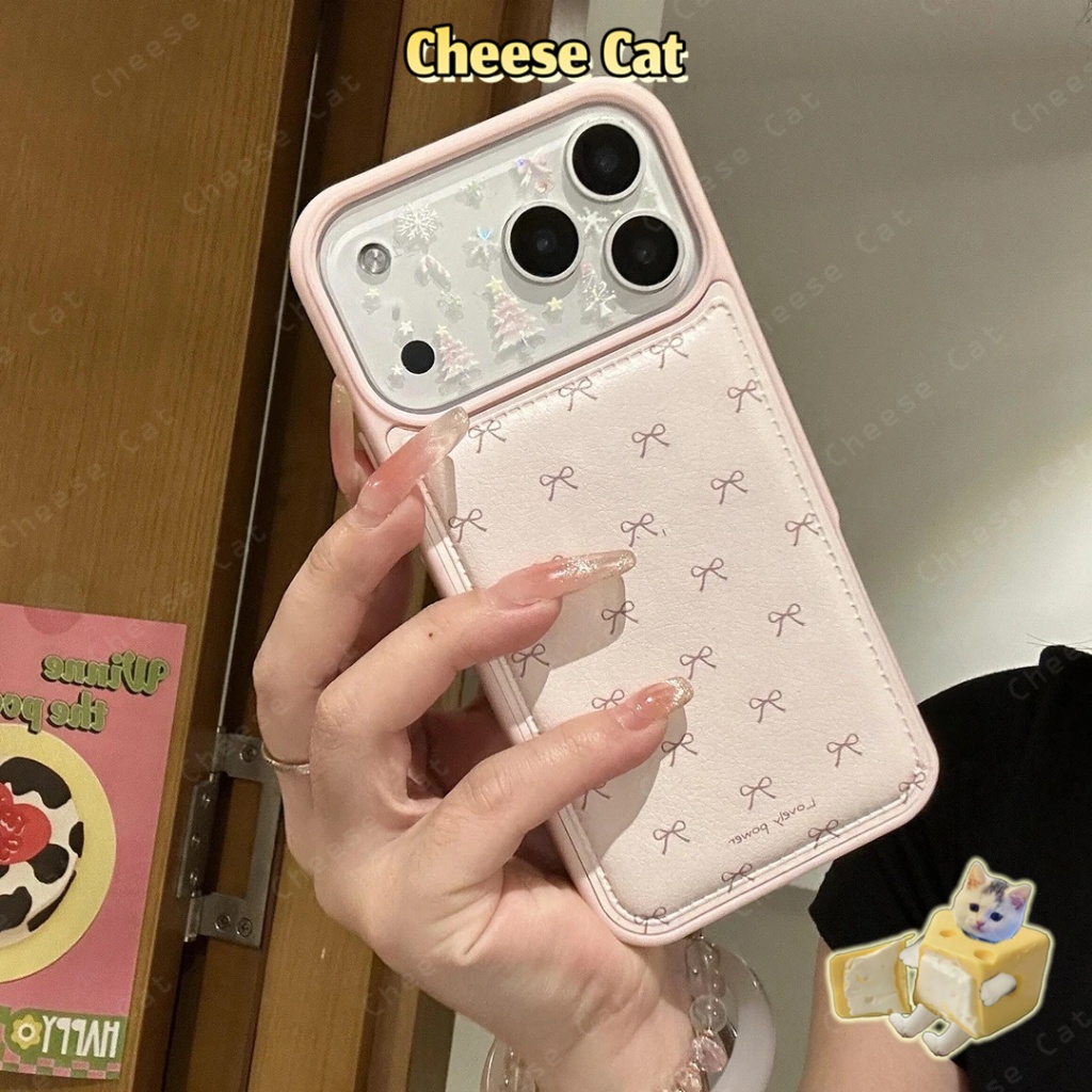 Ốp lưng iPhone da nơ đơn giản cho iPhone 17 16 15 14 13 12 11 Pro Max 7 Plus Xs Max XR Vỏ có giá đỡ điện thoại