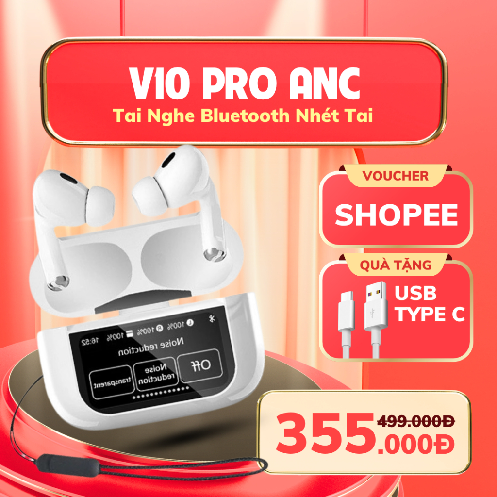 Tai Nghe Không Dây V10 Pro Bản 2026 | Full Tính Năng ANC | Bluetooth 5.1 | Pin 32H | Nghe Nhạc Cực Hay