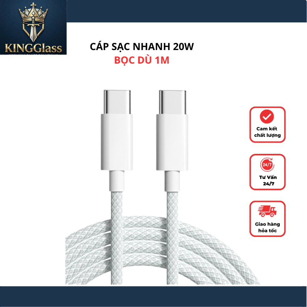 Cáp sạc nhanh 20w không nóng máy dây sạc bọc dù siêu nhanh dùng cho tất cả dòng máy từ 7 đến 14prm