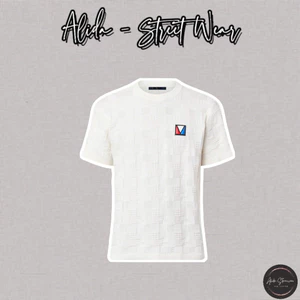 ⚡️[Hight Quality] Áo Phông Len \/ Nam Nữ White Ameri - Điểm Nhấn Ô Vuông Len Nổi Phối Tag Cao Cấp Street Wear