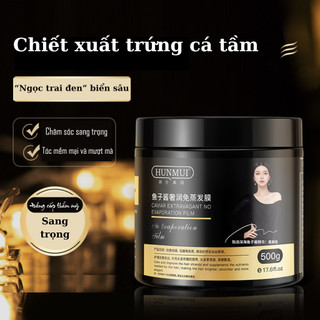 Kem ủ tóc trứng cá tầm HUNMUI 500g - Hỗ trợ phục hồi tóc hư tổn, khô xơ, chẻ ngọn, mềm mượt bóng khoẻ