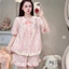 Bộ Đồ Ngủ Nữ JUSOKA Pijama Cổ Sen Vạt Ren Trắng Chất Đũi Hàn Siêu Xinh DU01 Nhiều Họa Tiết Dễ Thương