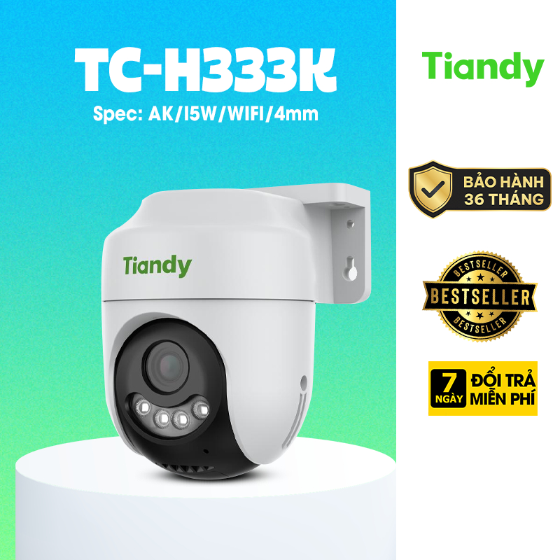 Camera IP WIFI Tiandy trong nhà / ngoài trời TC-H333K 3MP | Xoay 360 độ | Đàm thoại | Chính hãng bảo hành 3 năm
