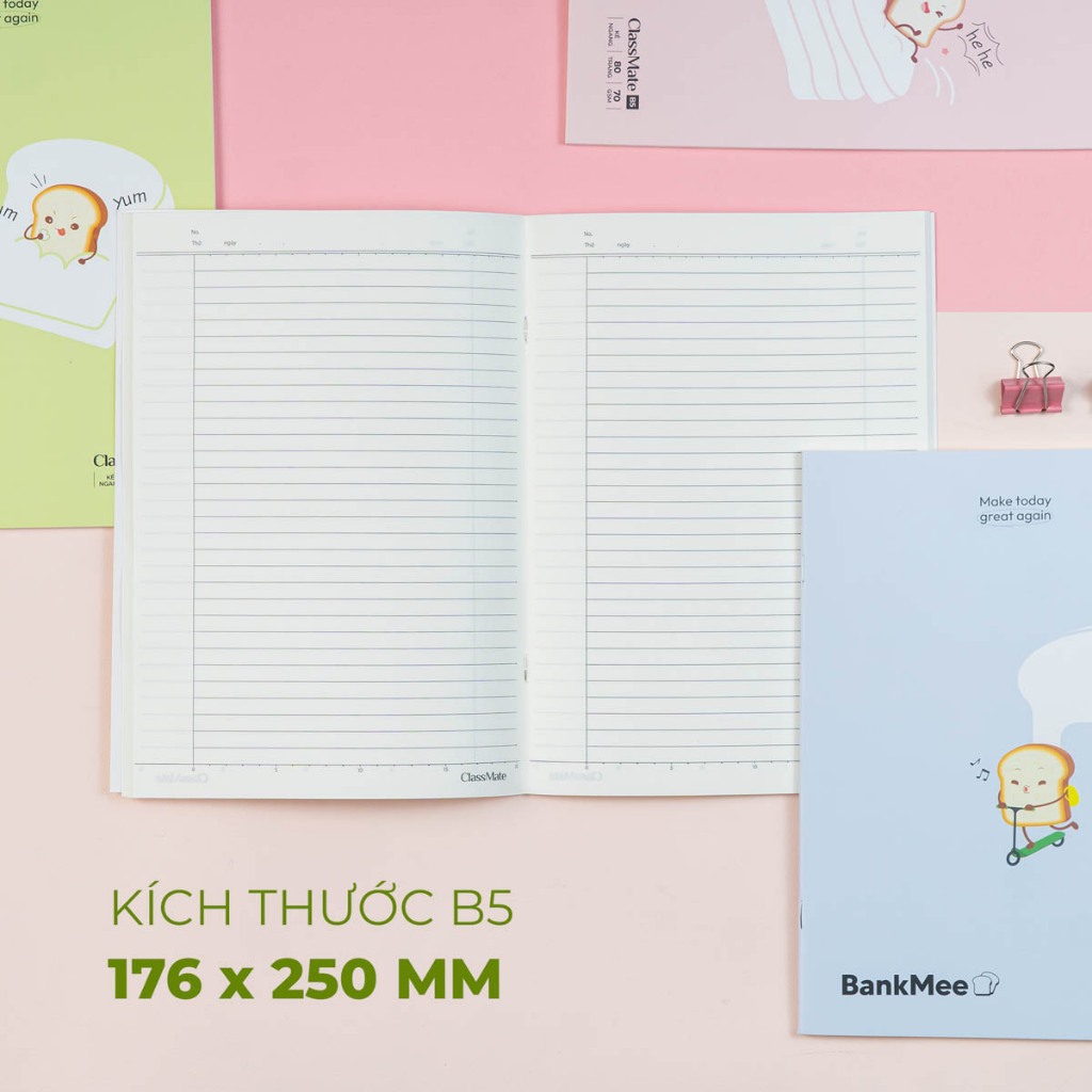 Vở Kẻ Ngang B5 Classmate Tập Sinh Viên BankMee 80 Trang, 70gsm Vở Viết Bài, Ghi Chép Cho Học Sinh Sinh Viên NB5-08-0341