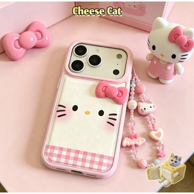 Ốp iPhone 3D hình nơ Kitty cho iPhone 17 16 15 14 13 12 11 Pro Max 17 Air 7 Plus Xs Max XR Bao da màu hồng