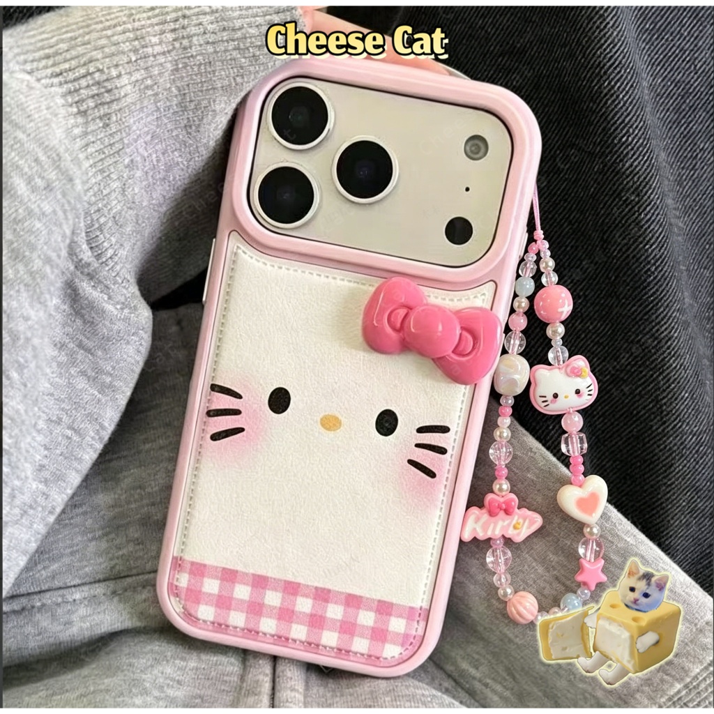 Ốp iPhone 3D hình nơ Kitty cho iPhone 17 16 15 14 13 12 11 Pro Max 17 Air 7 Plus Xs Max XR Bao da màu hồng