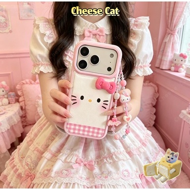 Ốp iPhone 3D hình nơ Kitty cho iPhone 17 16 15 14 13 12 11 Pro Max 17 Air 7 Plus Xs Max XR Bao da màu hồng