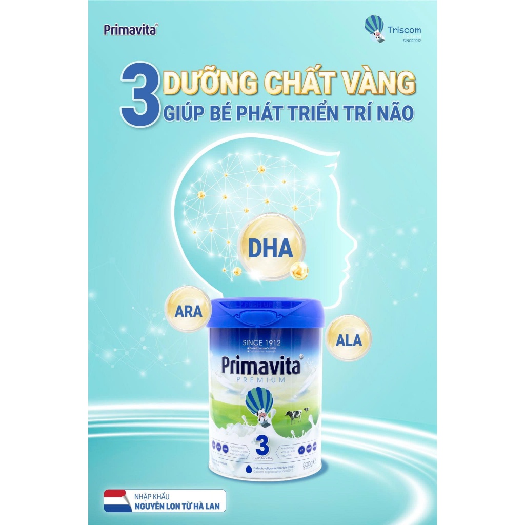 Sữa bột Primavita Premium số 2 nhập khẩu nguyên lon từ Hà Lan