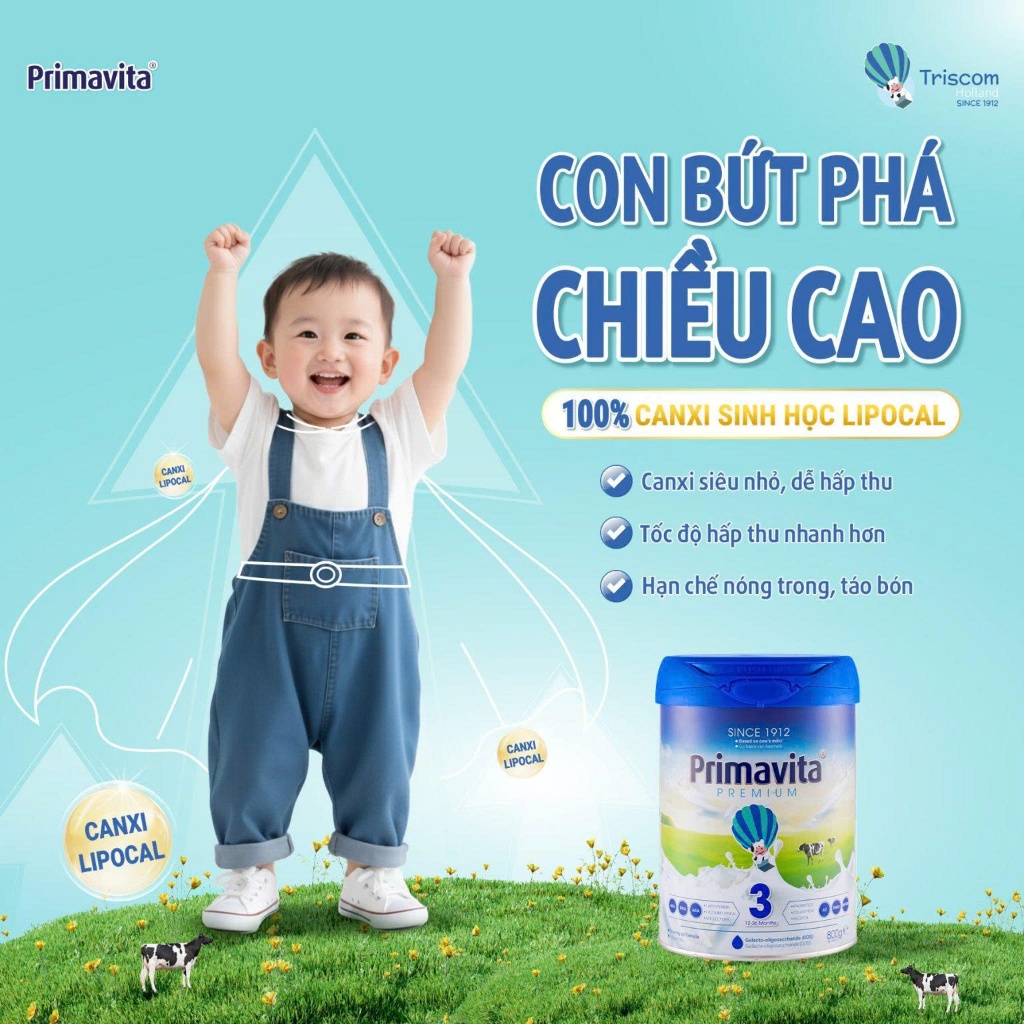 Sữa bột Primavita Premium số 2 nhập khẩu nguyên lon từ Hà Lan