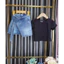 Sét đồ bé gái áo croptop kèm chân váy jean dáng A cho mẹ và bé sét đồ năng động cá tính phong cách Hàn Quốc mẹ bé