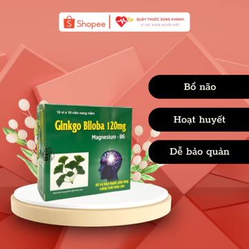 Viên uống bổ não ginkgo biloba giảm ù tai, chóng mặt, đau đầu hộp 100 viên