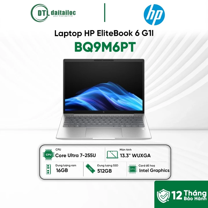 Laptop HP EliteBook 6 G1I BQ9M6PT Core Ultra 7-255U 16GB 512GB SSD 13.3" WUXGA Win 11 Bạc | Chính hãng | Bảo hành 1 năm