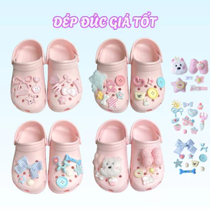 Dép quai hậu kèm charm dễ thương êm chân chống trơn trượt đi chơi đi học - Hỗ trợ đổi size