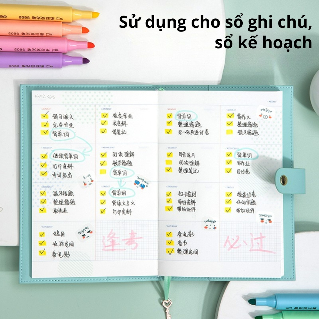 Set 6 Bút Dạ Quang Deli Pastel Retro Đầu Vát Thân Tam Giác Rửa Được Dùng Đánh Dấu Take Note Ghi Nhớ Trang Trí Xinh Xắn