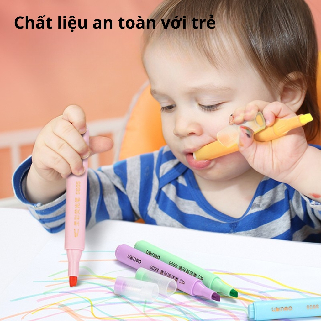 Set 6 Bút Dạ Quang Deli Pastel Retro Đầu Vát Thân Tam Giác Rửa Được Dùng Đánh Dấu Take Note Ghi Nhớ Trang Trí Xinh Xắn