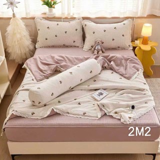 Bộ chăn ga gối trần bông chất liệu đũi Organic, set 5 món chăn ga đũi sợi tre New Vintage mềm mại thoáng mát