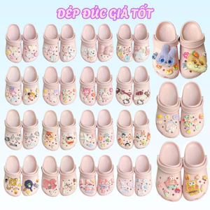 Dép Sục Hồng nhạt Quai Hậu Kèm Charm Thời Trang Êm Chân Không Thấm Nước-HỖ TRỢ ĐỔI SIZE