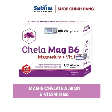 Chela-Mag B6 –Thực phẩm bảo vệ sức khỏe bổ sung Magie và Vitamin B6 hỗ trơ giảm mệt mỏi - 1 Hộp 30 Viên