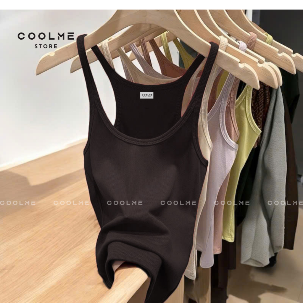 Combo áo hai dây nữ ôm body bra tanktop chất cotton zip mịn co giãn tốt mặc hè thể thao Coolme- G07