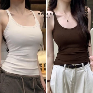Combo áo hai dây nữ ôm body bra tanktop chất cotton zip mịn co giãn tốt mặc hè thể thao Coolme- G07