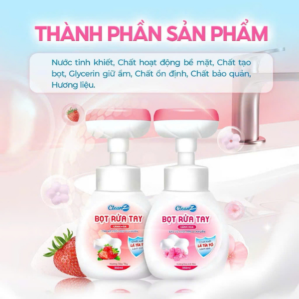 Combo bọt rửa tay CleanZ bông hoa làm sạch, diệt khuẩn 99%, an toàn cho da tay 350ml - 2S CHÍNH HÃNG