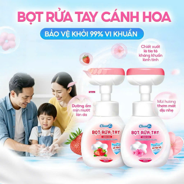 Combo bọt rửa tay CleanZ bông hoa làm sạch, diệt khuẩn 99%, an toàn cho da tay 350ml - 2S CHÍNH HÃNG