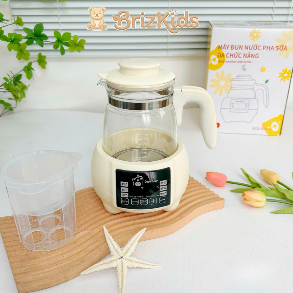 Ấm Đun Nước Pha Sữa CoCo Bear 1,3L Cho Bé - Bình Đun Siêu Tốc, Giữ Nhiệt CCB8801-A - UpinShop