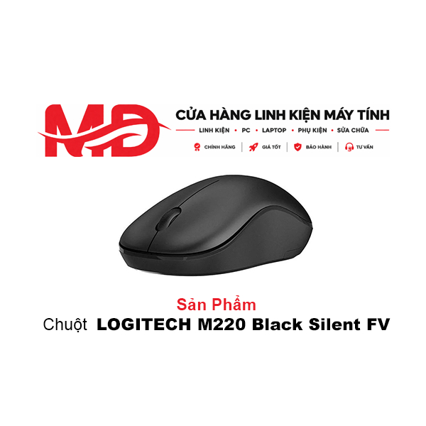 Chuột không dây LOGITECH M220 Black Silent FV (1xAA, Công tắc, Nhấp ko ...