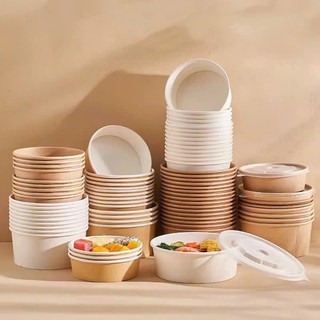 Tô Giấy Cao Cấp 750ml Kèm Nắp | Tô Giấy Kraft Đựng Thực Phẩm, Bún, Phở, Salad Siêu Cứng Cáp