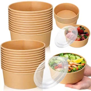 Tô Giấy Cao Cấp 750ml Kèm Nắp | Tô Giấy Kraft Đựng Thực Phẩm, Bún, Phở, Salad Siêu Cứng Cáp
