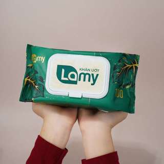 (TẶNG SÁCH TÔ MÀU)_Thùng 20 gói khăn ướt Lamy 100 tờ/gói không mùi dùng cho gia đình