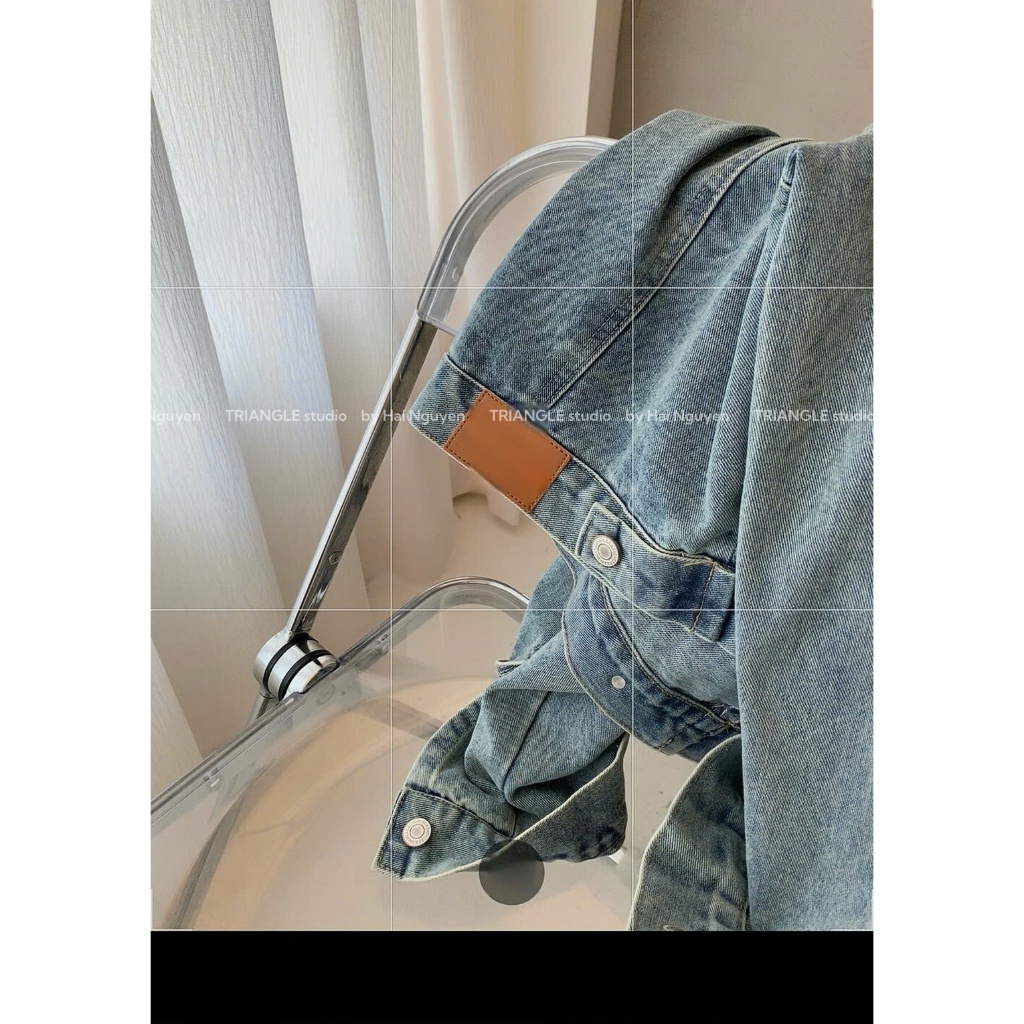 TRIANGLE - Denim Jacket (Cân nhắc kỹ, return is not welcomed) Áo khoác denim dáng ngắn style Hàn basic và dễ mặc