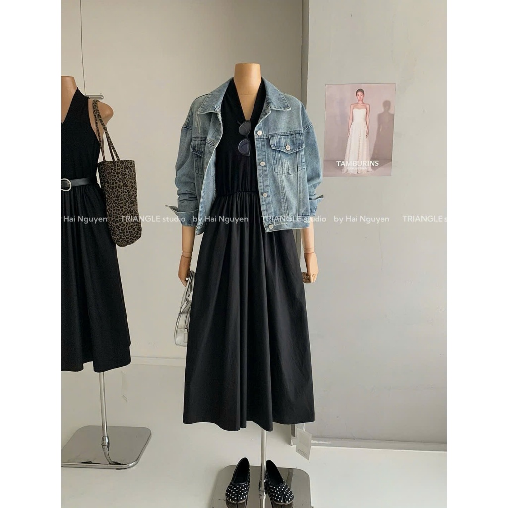 TRIANGLE - Denim Jacket (Cân nhắc kỹ, return is not welcomed) Áo khoác denim dáng ngắn style Hàn basic và dễ mặc